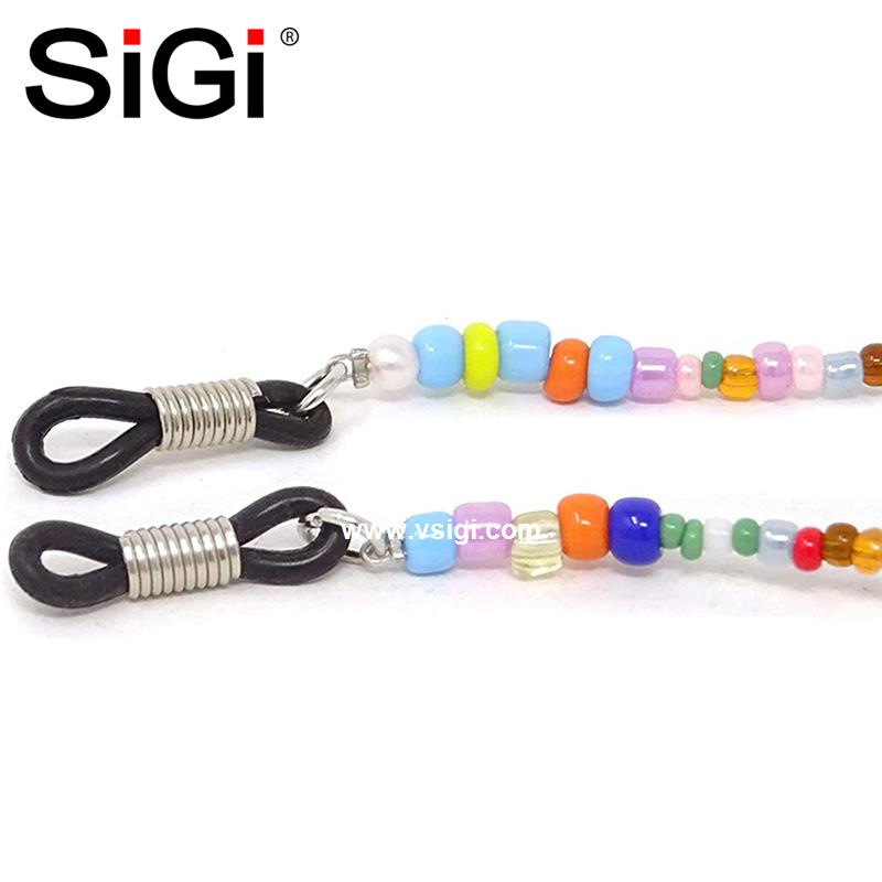  SiGi sale in stocked colorful 28inch acrylic alloy rubber chains glasses cords with beads sunglasses neck strap lanyard