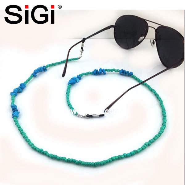 SiGi Classic Personal Green Gold Beaded Eyeglass Lanyard Necklace Reading Glasses Chain 