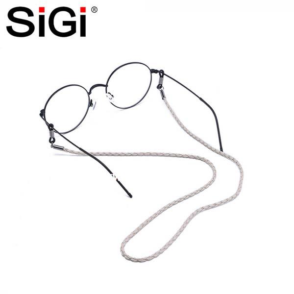 SiGi Ready Stock Woven Pu Eyeglass Straps Braided Reading Glasses Cords Non Slip Silicone Leather Glasses Strap