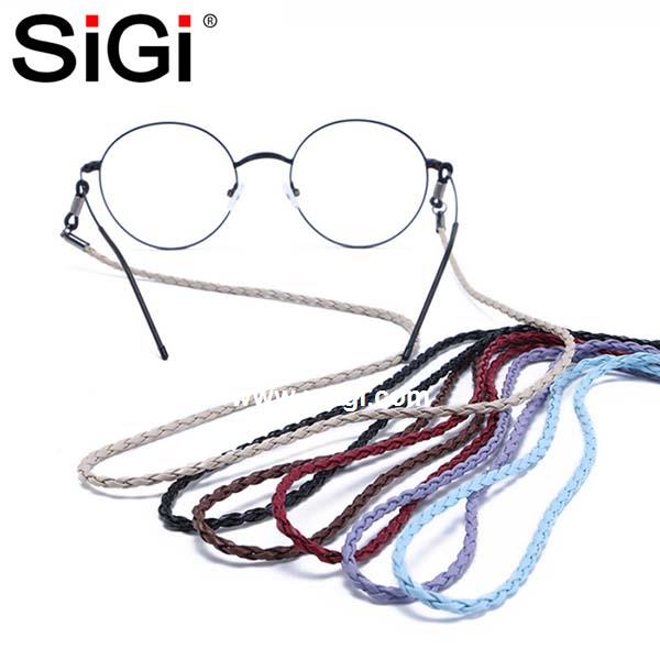 SiGi Ready Stock Woven Pu Eyeglass Straps Braided Reading Glasses Cords Non Slip Silicone Leather Glasses Strap