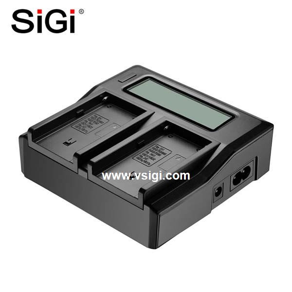 SiGi DC-LCD-F970 dual LCD charger for Sony NP-F970 F960 F750 F570 F550 camcorder dual digital battery charger 