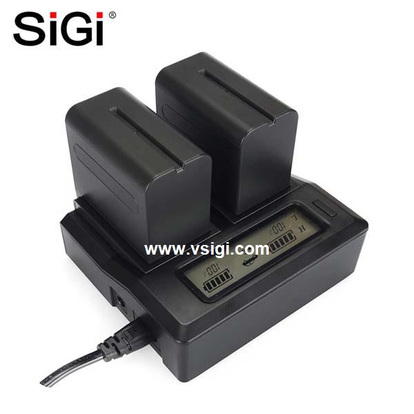 SiGi DC-LCD-F970 dual LCD charger for Sony NP-F970 F960 F750 F570 F550 camcorder dual digital battery charger 