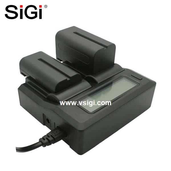 SiGi DC-LCD-F970 dual LCD charger for Sony NP-F970 F960 F750 F570 F550 camcorder dual digital battery charger 