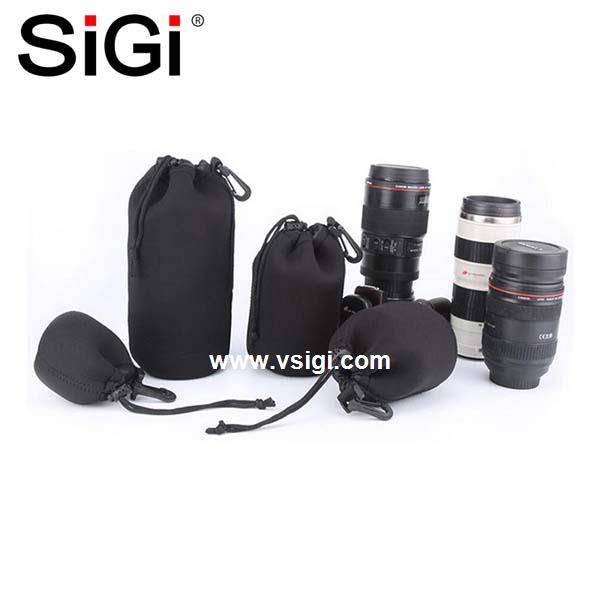 SiGi hot sale different size XL size soft black travel lens pouch bag camera lens bag camera video bag for camera lens protection 