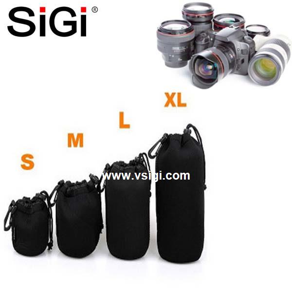 SiGi hot sale different size XL size soft black travel lens pouch bag camera lens bag camera video bag for camera lens protection 
