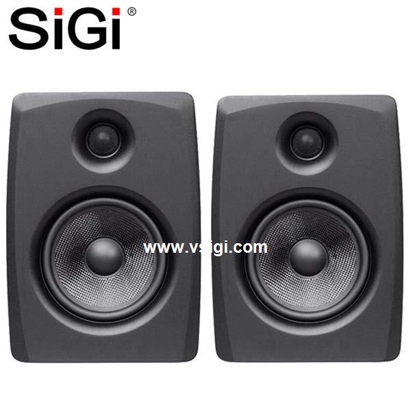 SiGi Pair Powered Bookshelf Speakers - 2.0 Active Near Field Monitors Studio Speaker - Wooden Enclosure 70 Watts HiFi Loudspeaker 