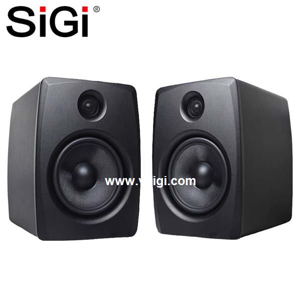 SiGi Pair Powered Bookshelf Speakers - 2.0 Active Near Field Monitors Studio Speaker - Wooden Enclosure 70 Watts HiFi Loudspeaker 