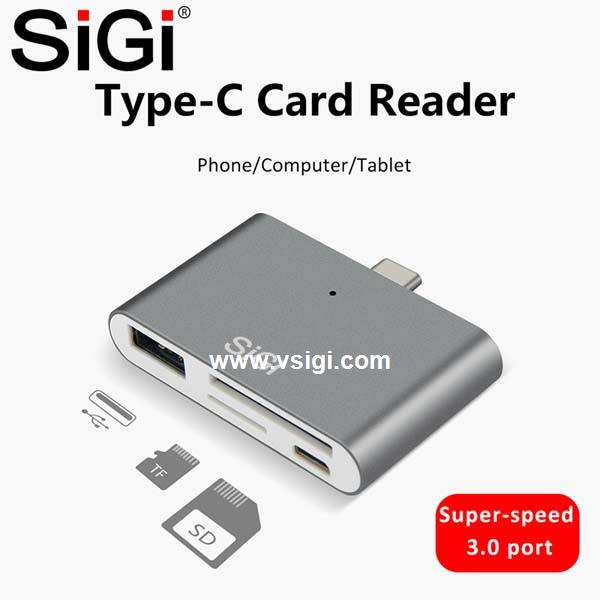 SiGi Type-C Smart card reader Multi-functional Card reader for Phone,Tablets and Computer