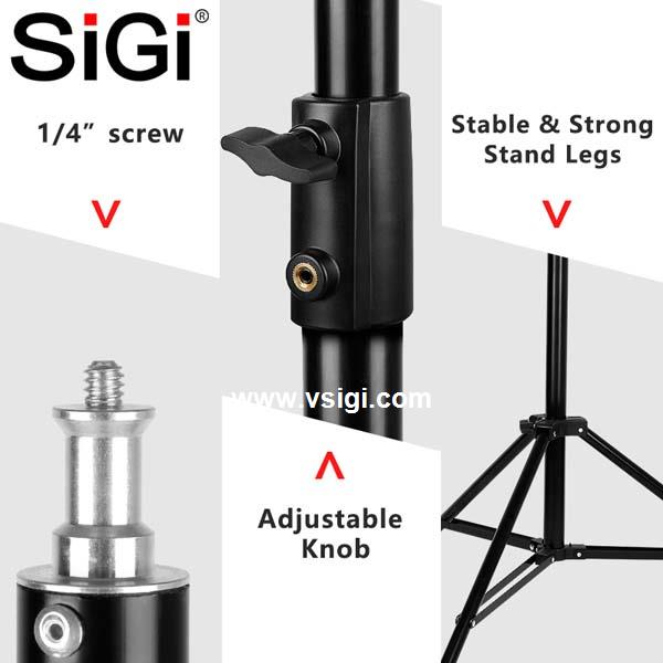 SiGi 9.4Ft/288CM Aluminum Alloy Photography Tripod LED Light Stand for Video Light Reflector Softbox Umbrella Background 