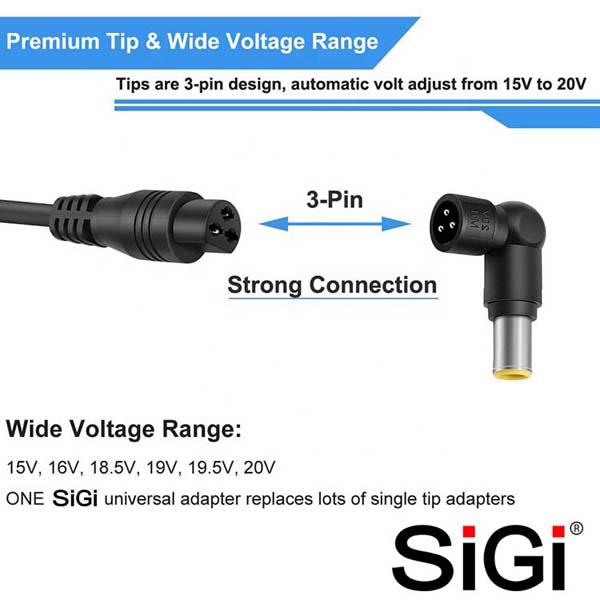 SiGi Portable AC DC Adapter Multi Chargers Cable Universal Power Supply Laptop Battery Charger