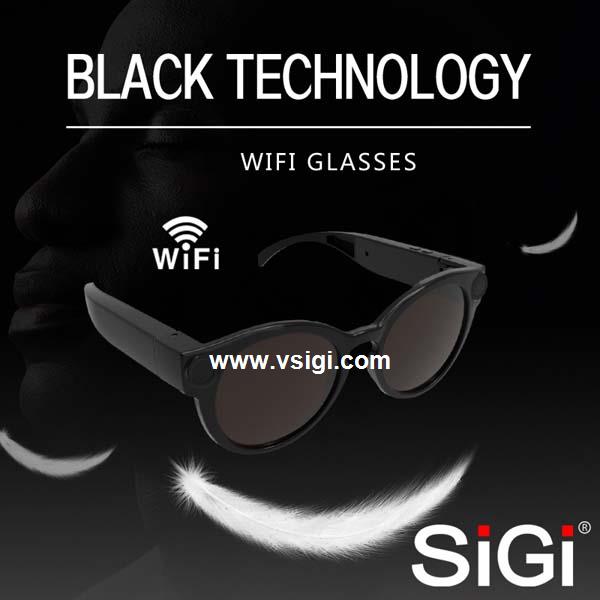 SiGi Smart Glasses WiFi Camera HD Glasses Eyewear DVR Video Recorder 1080P Snapshot Camera Sun Riding Glasses Mini Camcorder 