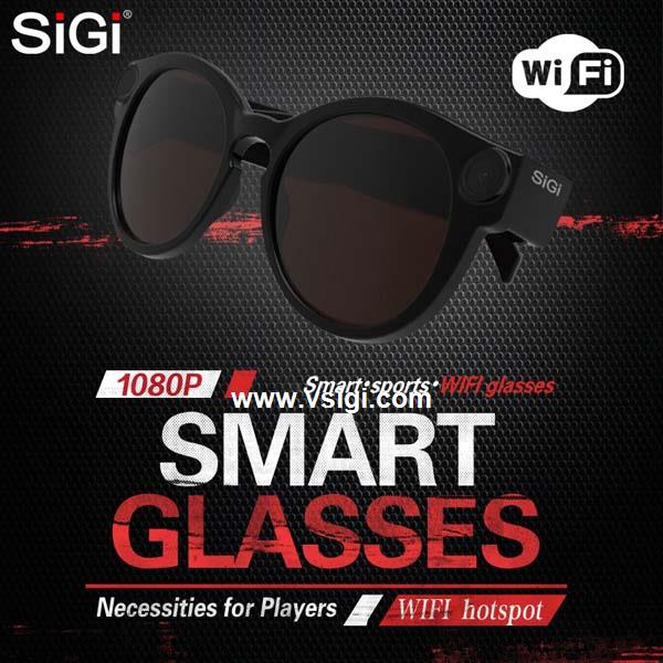 SiGi Smart Glasses WiFi Camera HD Glasses Eyewear DVR Video Recorder 1080P Snapshot Camera Sun Riding Glasses Mini Camcorder 