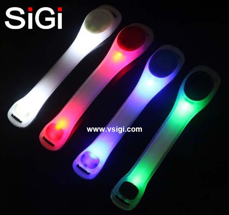 SiGi  Green Reflective Safety Belt Arm Strap Night Cycling Running LED Armband 