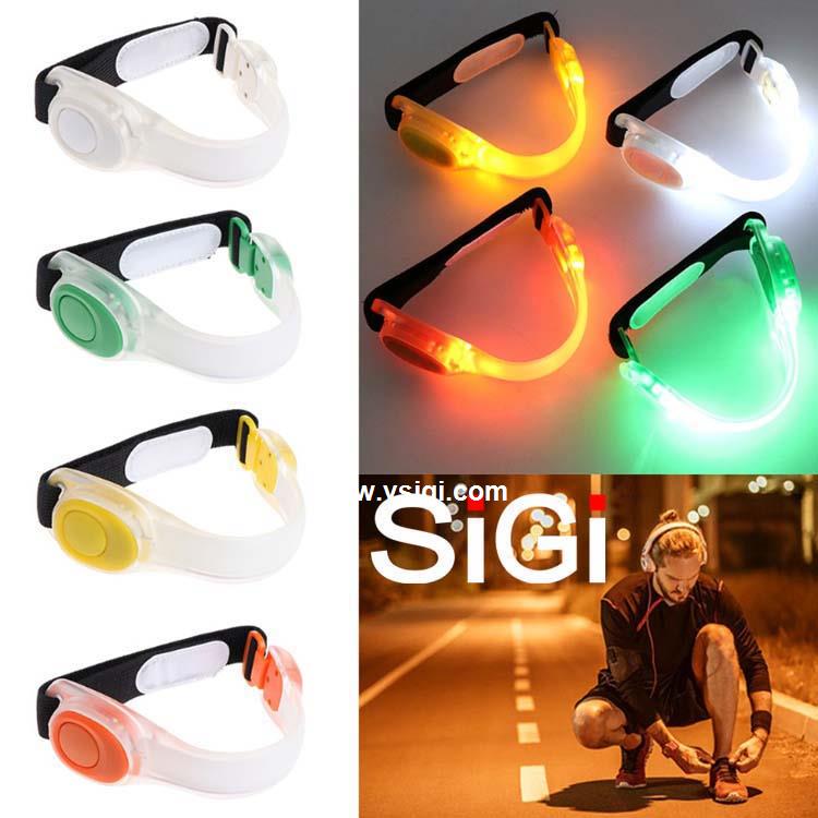SiGi  Green Reflective Safety Belt Arm Strap Night Cycling Running LED Armband 
