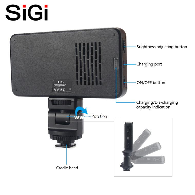 SiGi Super Slim Build-in Battery Powered LED Light for Photography, 3200K-6000K LED Video Light for Camera 